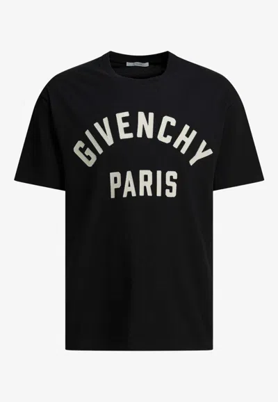 Givenchy Men Black Crewneck T-shirt With Maxi Logo Lettering On The Front In Cotton Man