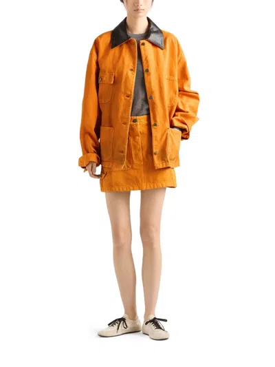 Prada Canvas Jacket In Orange