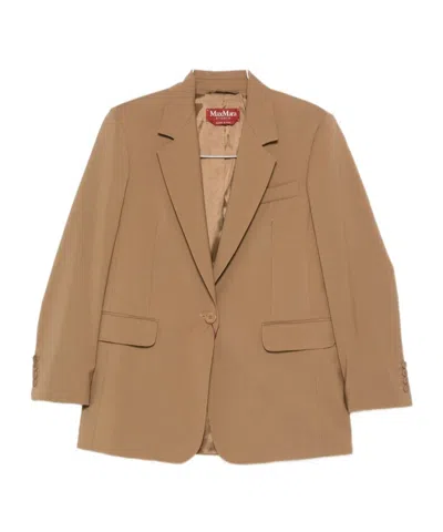 Max Mara Long-sleeved Suit Jacket In Brown