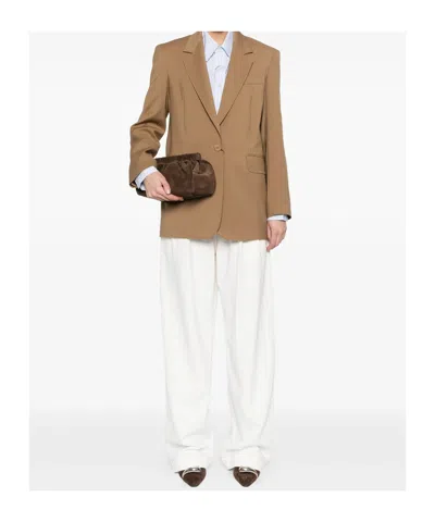 Max Mara Long-sleeved Suit Jacket In Brown
