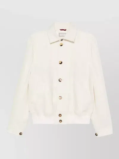 Brunello Cucinelli Hopsack Jacket Long Sleeves Patch Pockets In Neutral
