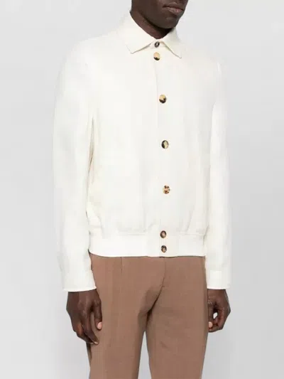 Brunello Cucinelli Hopsack Jacket Long Sleeves Patch Pockets In Neutral