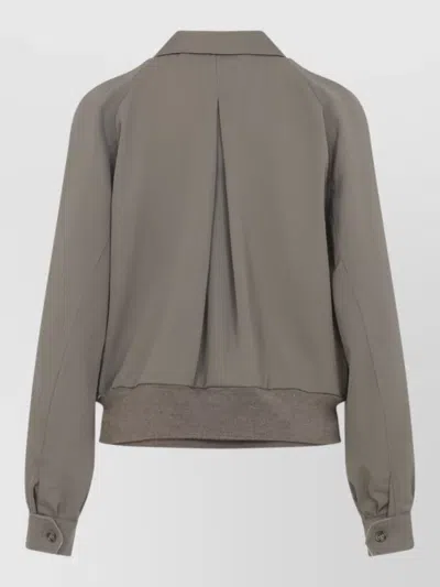 Maison Margiela Wool Jacket Zip Pockets Ribbed Hem Collar In Gray