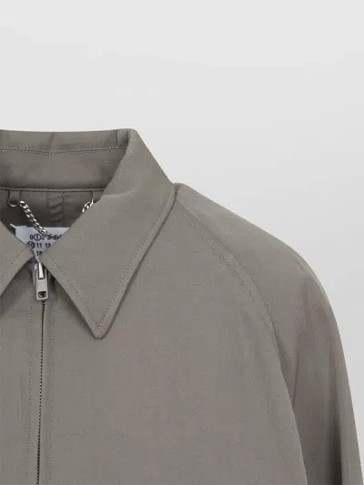 Maison Margiela Wool Jacket Zip Pockets Ribbed Hem Collar In Gray