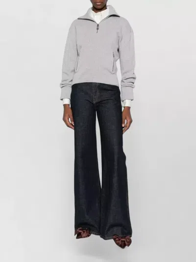 Victoria Beckham Milano Merino Wool And Cashmere-blend Half-zip Sweater In Gray