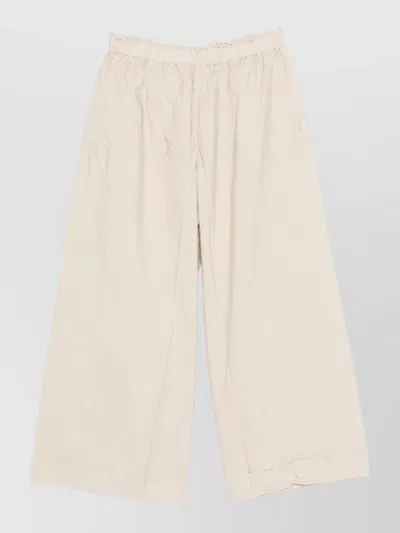 Daniela Gregis Cotton Trousers Elasticated Waistband Lightweight Wide Leg In Neutral