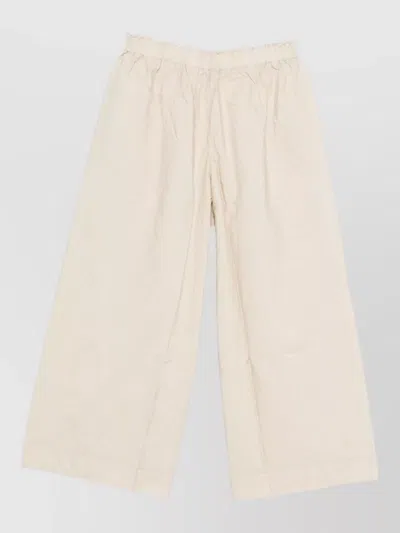 Daniela Gregis Cotton Trousers Elasticated Waistband Lightweight Wide Leg In Neutral