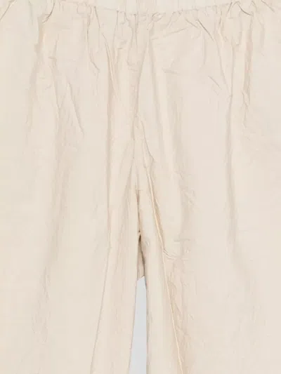 Daniela Gregis Cotton Trousers Elasticated Waistband Lightweight Wide Leg In Neutral