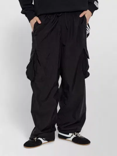 Y-3 Cargo Trousers Elasticated Cuffs Multiple Pockets Stripe In Black