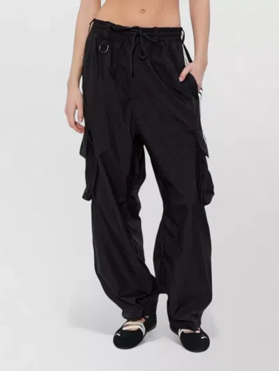 Y-3 Cargo Trousers Elasticated Cuffs Multiple Pockets Stripe In Black