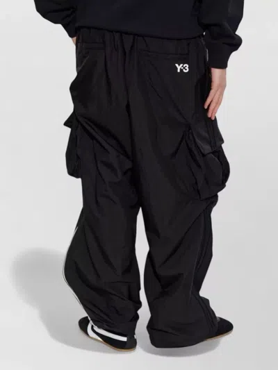 Y-3 Cargo Trousers Elasticated Cuffs Multiple Pockets Stripe In Black