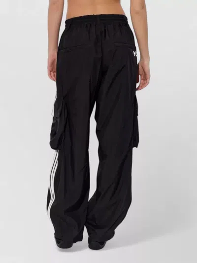 Y-3 Cargo Trousers Elasticated Cuffs Multiple Pockets Stripe In Black