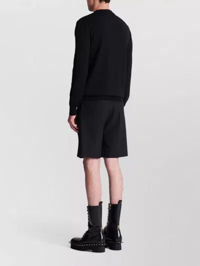 Balmain Paris Logo Intarsia Merino Wool Blend Sweater