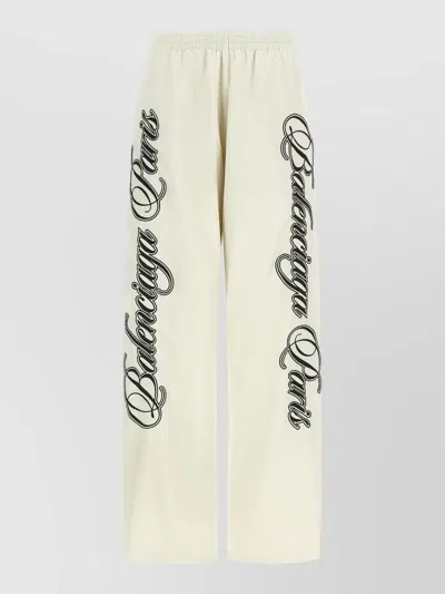 Balenciaga Multicolor Cursive Reversible Pants In White