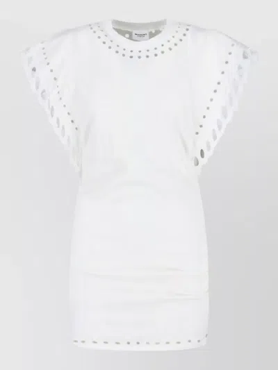 Isabel Marant Étoile Orlane Eyelet Ruffle-sleeve Mini T-shirt Dress In White