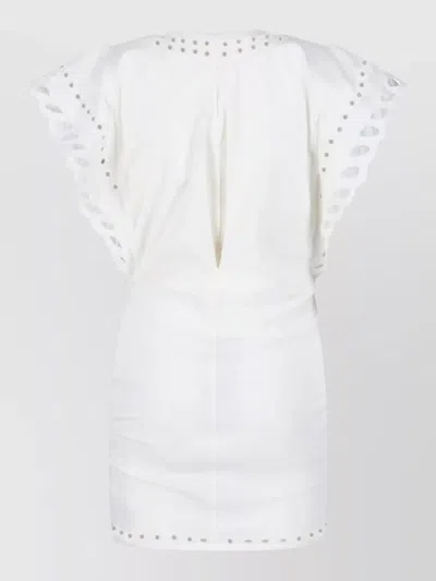 Isabel Marant Étoile Orlane Eyelet Ruffle-sleeve Mini T-shirt Dress In White