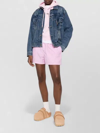 Balenciaga Pink And White Striped Cotton Boxer Shorts In Pink