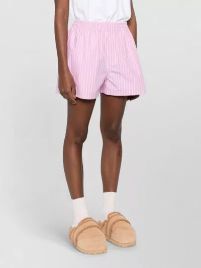 Balenciaga Pink And White Striped Cotton Boxer Shorts In Pink