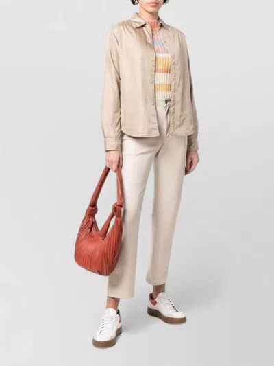 Aspesi Collared Neck Long Sleeves Nylon Silk Top In Pink