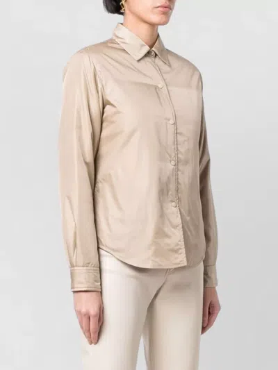 Aspesi Collared Neck Long Sleeves Nylon Silk Top In Pink