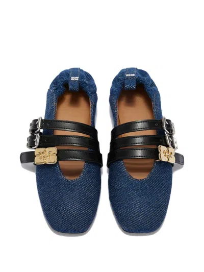 Ganni Sue Denim Ballerina Flats Dark Blue Vintage