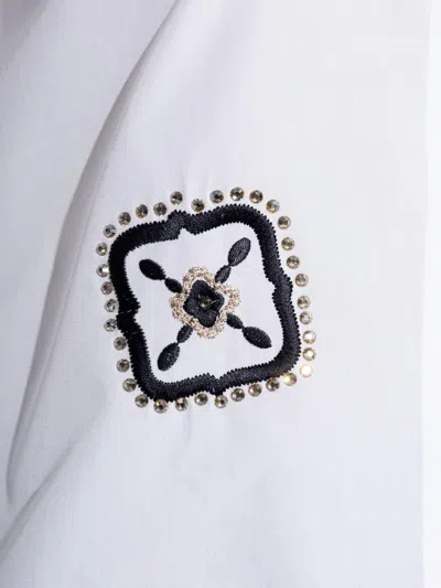 Max Mara Shirt Pointed Collar Long Sleeves Applique Embroidery In White