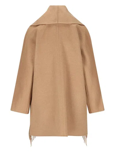 Max Mara Abilita Fringed Camel Hair Belted Cape Jacket In Brown