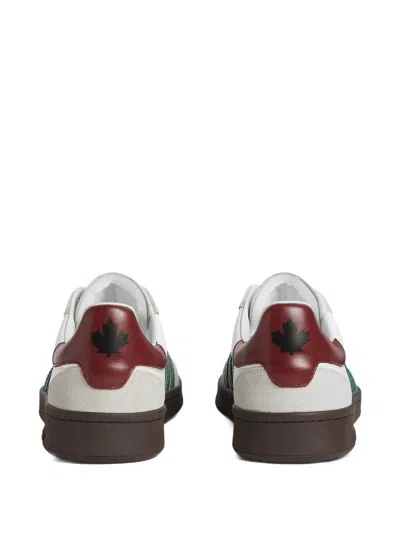 Dsquared2 White Leather Sneakers With Side Stripe Detailing In Multi