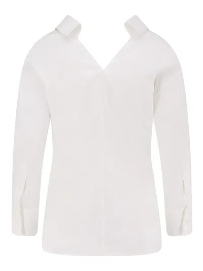Givenchy Womens White Slashed Open-collar Cotton Shirt In White