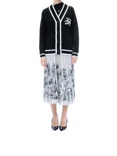 Karl Lagerfeld Soutache Autograph Cardigan In Black