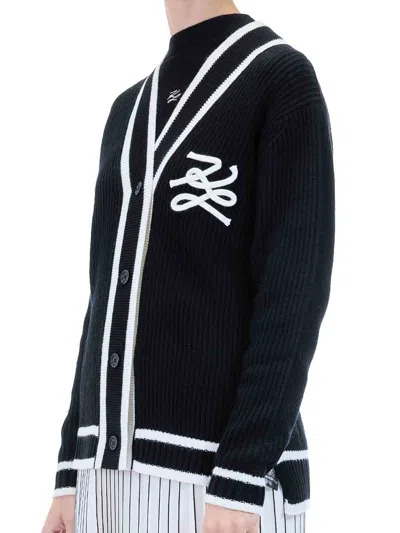 Karl Lagerfeld Soutache Autograph Cardigan In Black