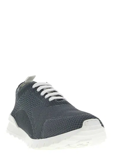 Kiton Fits Mesh Sneakers Pull Tab Rubber Sole In Gray