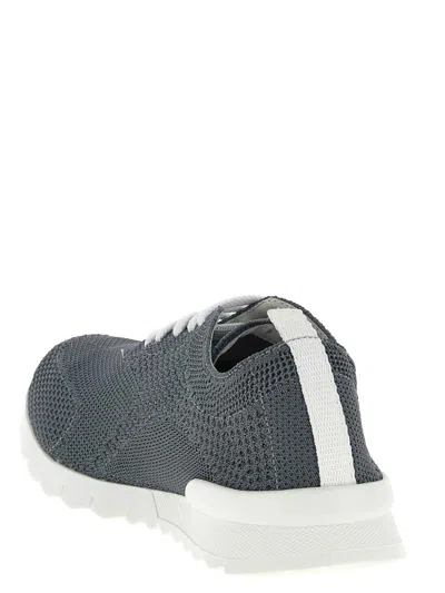 Kiton Fits Mesh Sneakers Pull Tab Rubber Sole In Gray