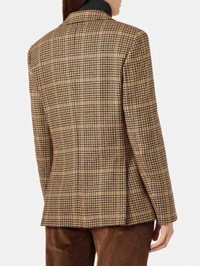 Lardini Single-breasted Houndstooth Jacket In Brown