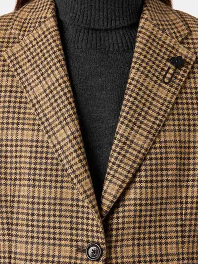 Lardini Single-breasted Houndstooth Jacket In Brown