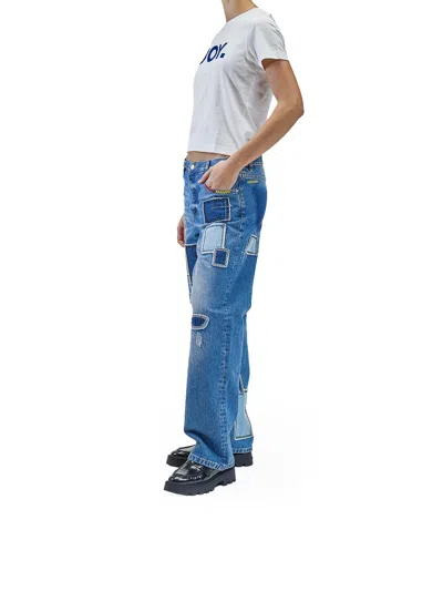 Marc Jacobs Patchwork Straight Jeans In Blue