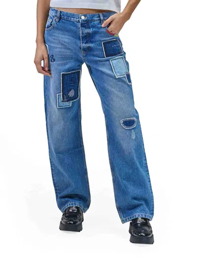 Marc Jacobs Patchwork Straight Jeans In Blue