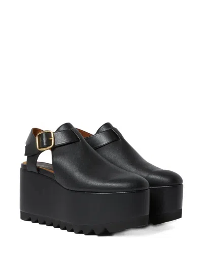 Stella Mccartney Elyse Closed-toe T-bar Platform Sandal In Black