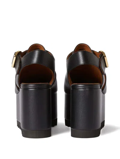 Stella Mccartney Elyse Closed-toe T-bar Platform Sandal In Black