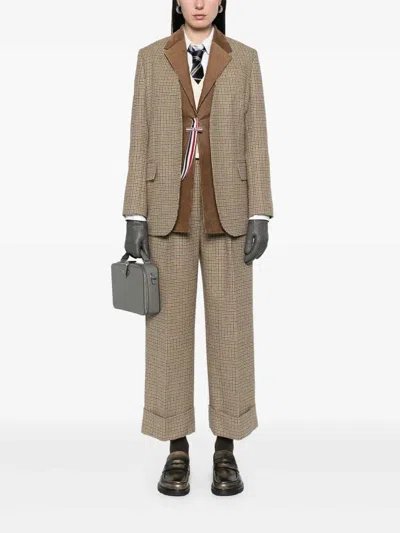 Thom Browne High Waisted Double Pleat Trouser In Gunclub Check Cheviot Tweed In Brown