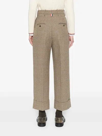 Thom Browne High Waisted Double Pleat Trouser In Gunclub Check Cheviot Tweed In Brown