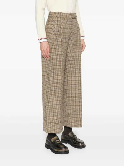 Thom Browne High Waisted Double Pleat Trouser In Gunclub Check Cheviot Tweed In Brown