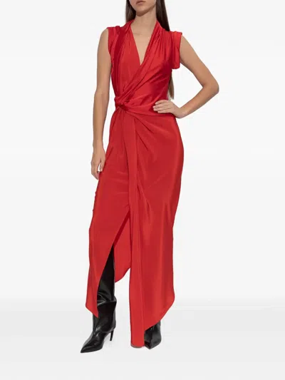 Victoria Beckham Womens Cardinal Red Asymmetric Plunge Stretch-woven Maxi Dress In Red