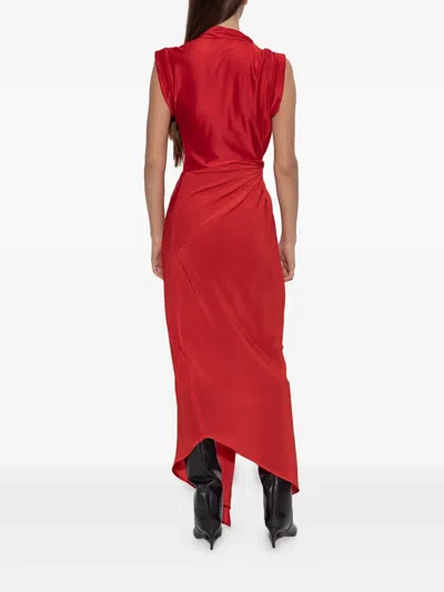 Victoria Beckham Womens Cardinal Red Asymmetric Plunge Stretch-woven Maxi Dress In Red