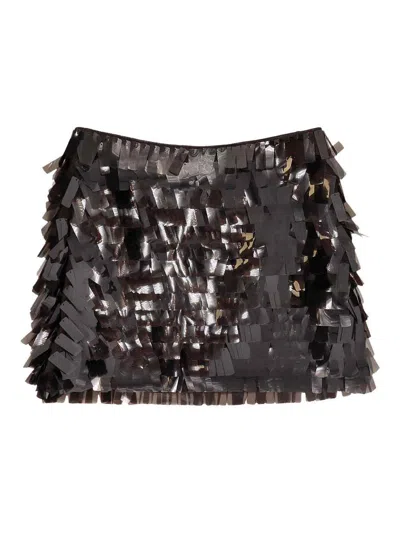 Staud Fitted Max Polyester Sequin Miniskirt In Blue