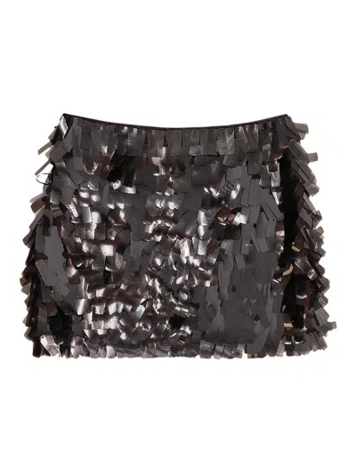Staud Fitted Max Polyester Sequin Miniskirt In Blue