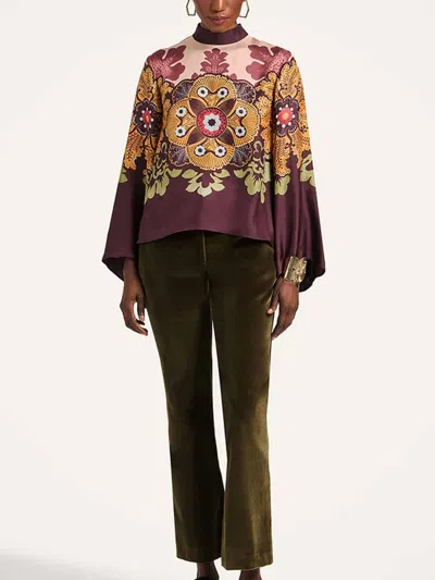 La Doublej Make An Exit Top In Bounty Placée Burgundy In Red