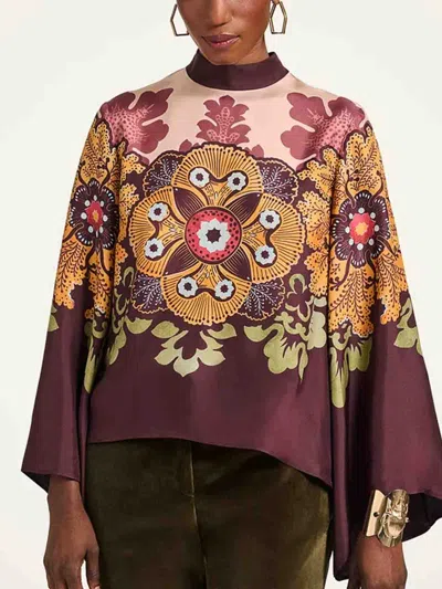 La Doublej Make An Exit Top In Bounty Placée Burgundy In Red
