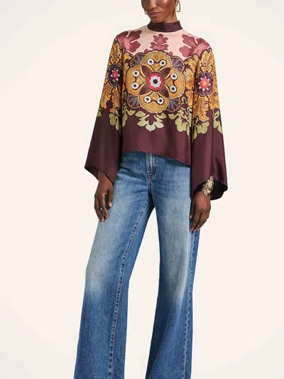 La Doublej Make An Exit Top In Bounty Placée Burgundy In Red