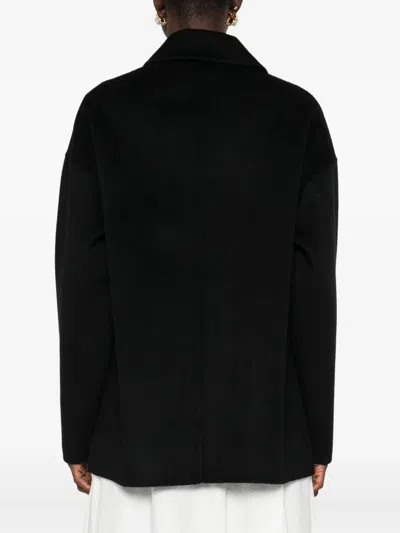Anine Bing Button Detail Coat Collared Design Pockets In Black